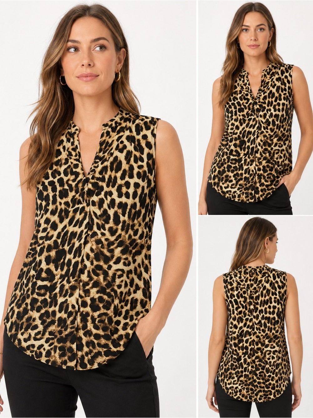 Vince Camuto Leopard Print Sleeveless Blouse Size Medium